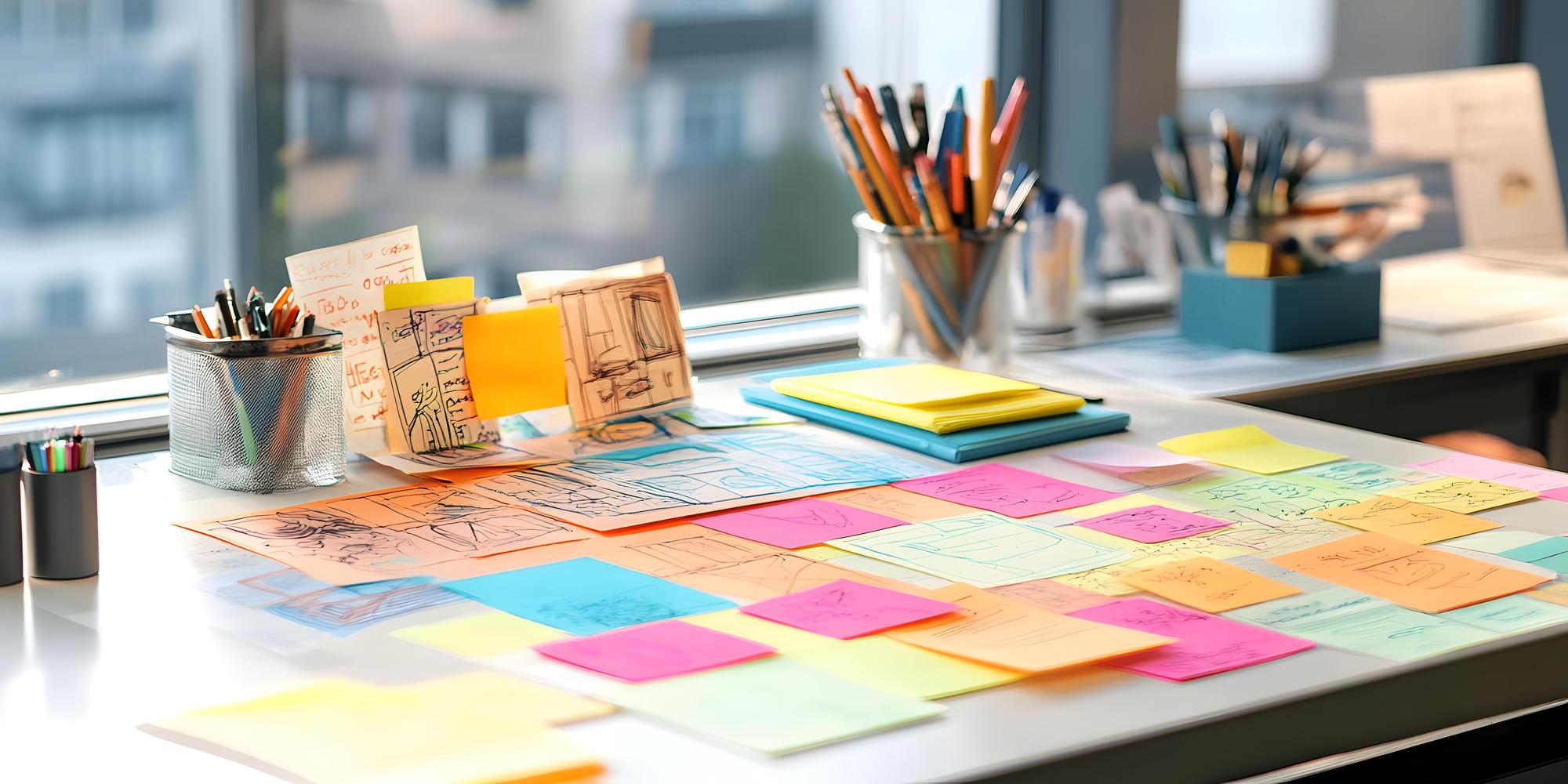 Prototipavimo lentelė su užrašais ir diagrama